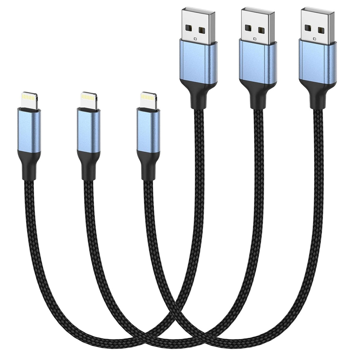 1.5 ft iPhone Charging Cable, 3 Pack [MFi Certified] USB to Lightning Braided Short Cord for Fast Charging Compatible