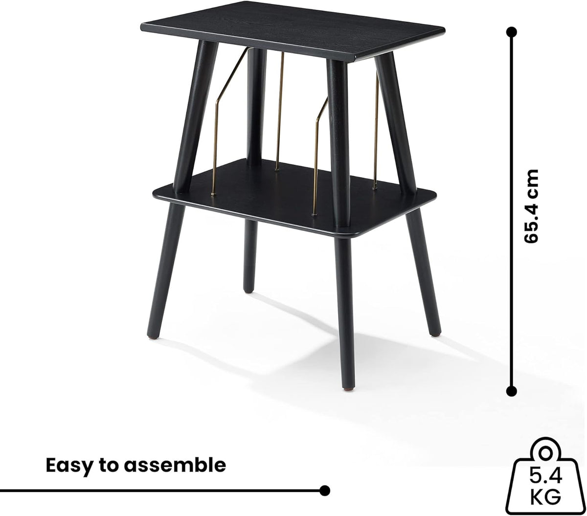Crosley Manchester Record Player Stand, Media Console with Vinyl Storage, Modern Home Organizer, Black