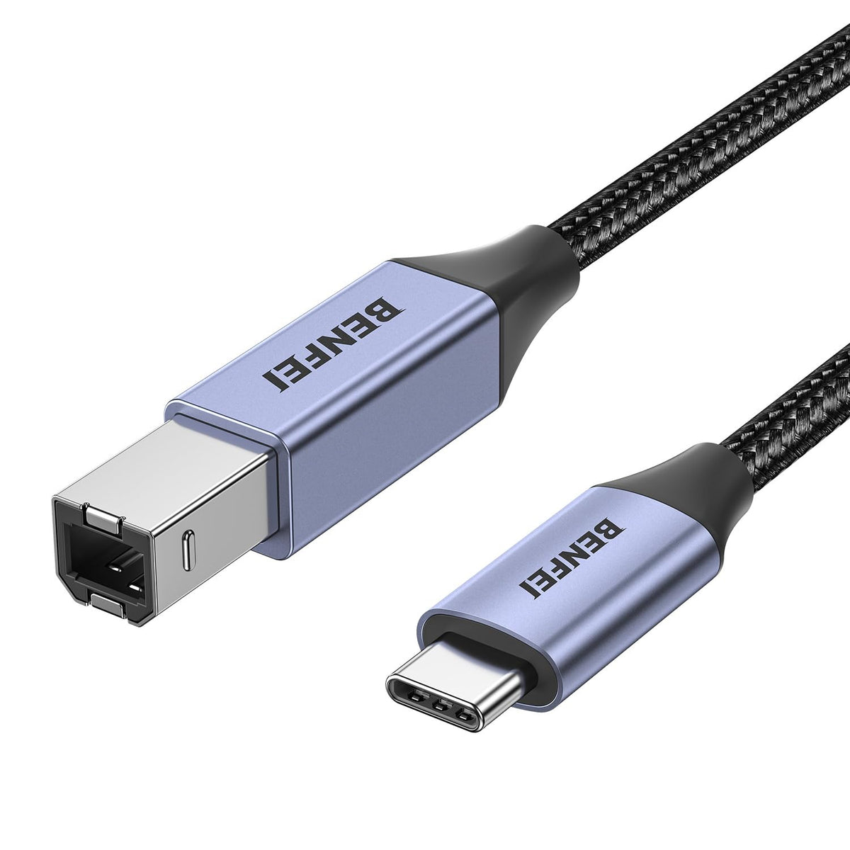 6.6ft, BENFEI USB B to USB C Printer Cable Nylon Braided, Premium Aluminium Alloy Case Compatible for MacBook Pro, HP