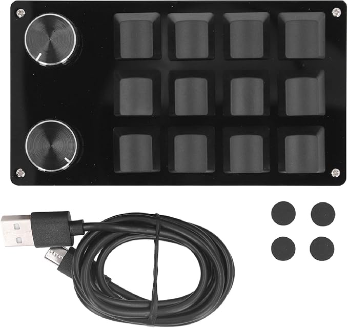 Mechanical Gaming Keyboard 12 Programmable Keys Knobs Wired Red Switch for Office Gaming Music