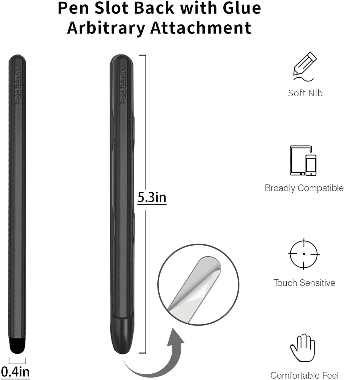 Stylus Pens with Pen Slot for Touch Screens, High Precision Capacitive Universal Stylus for iPad iPhone Tablets Samsung Galaxy All Touch Screen Devices (Black-Long)
