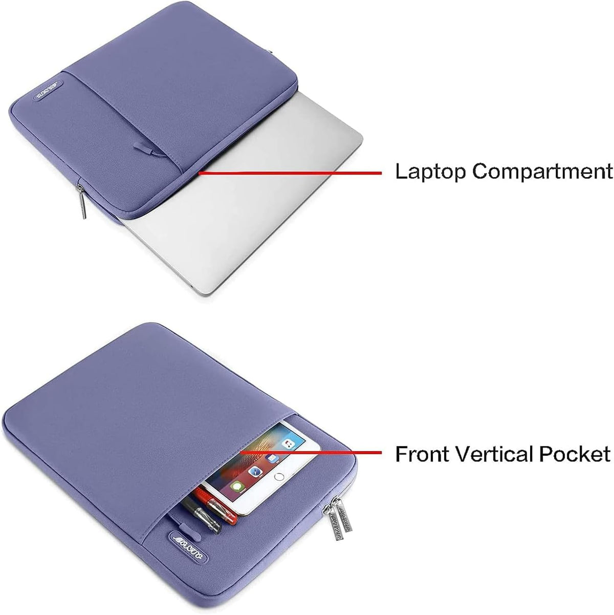 MOSISO Laptop Case 14 inch, 14 inch Laptop Sleeve Compatible with HP Lenovo Dell ASUS Acer, HP Stream, Dell Latitude, Lenovo IdeaPad, Polyester Vertical Computer Sleeve Bag with Pocket, Lavender Gray