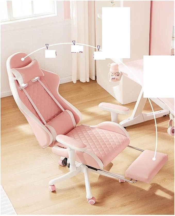 Computer Chair Chairs Gaming Chair Ergonomic Leather Chair Home Office Comfortable Game Swivel Chair Gamer Live Computer Chair Chair (Color : White)
