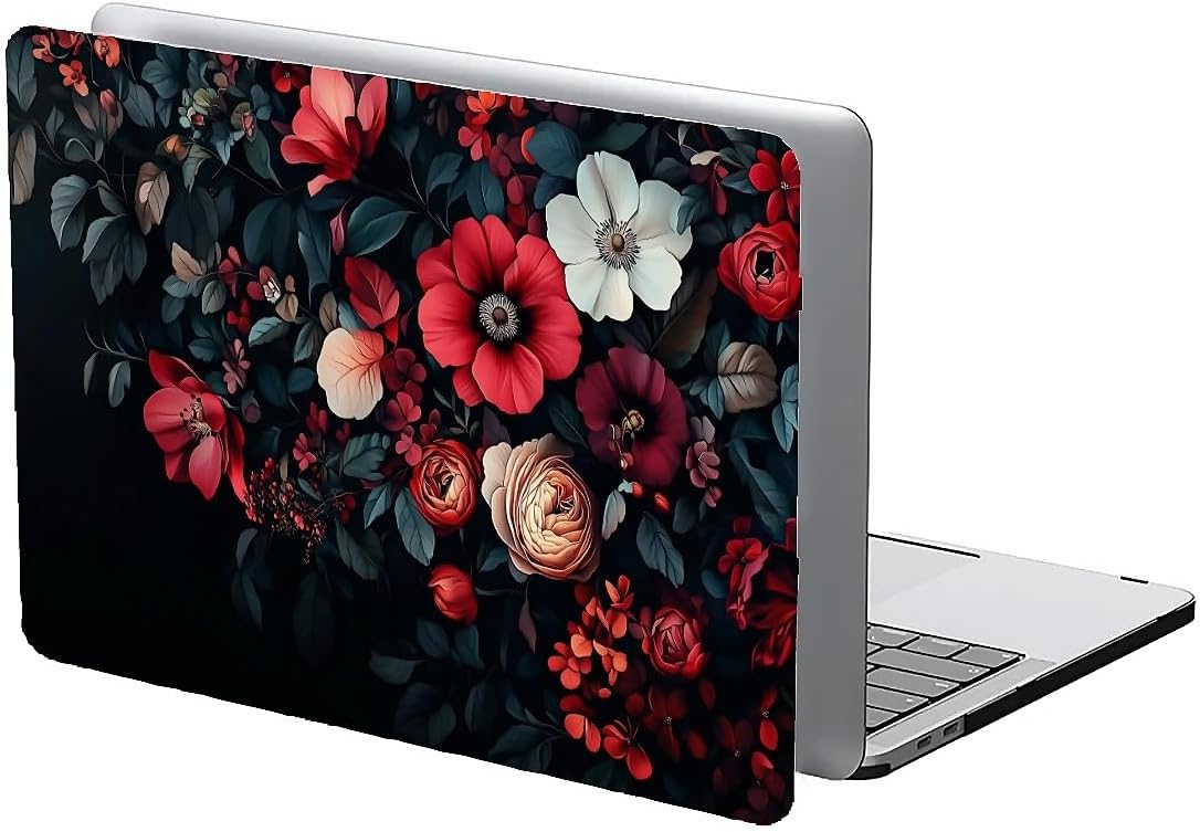 Compatible with MacBook Air 13.3 13.6 Inch Case 2022 2021 2020 2019 Plastic Hard Shell Case Cover,13.6 Air (A2681) M2 2022, Dark Floral