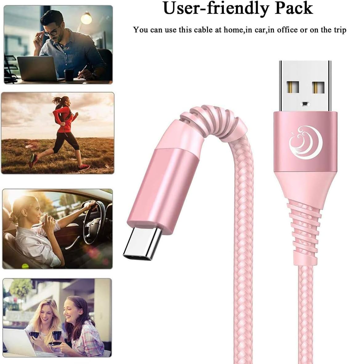 6FT 2 Pack 3A S24 S23 S22 S21 S20 A14 A15 A20 A32 A42 A53 A54, 16 15 PS5(Pink) Aioneus USB C Cable, USBC Cable Fast
