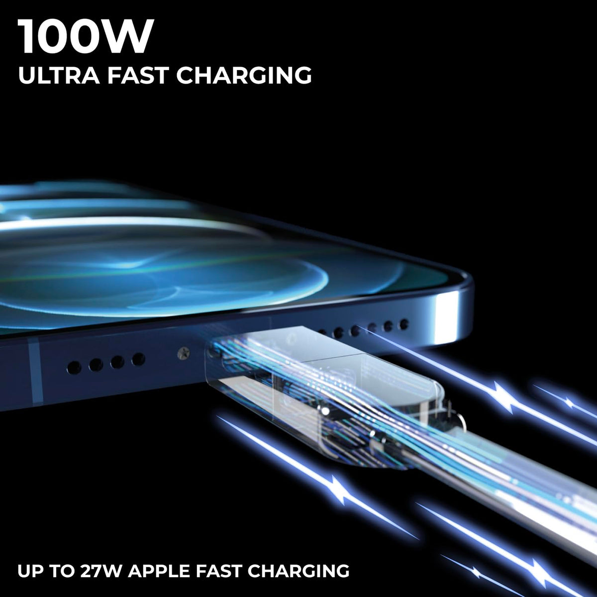 inCharge 30 cm 6-in-1 100W Rolling Square XL - USB-C Cable, Universal Smartphone Cable, Gift for Men, Universal Charger