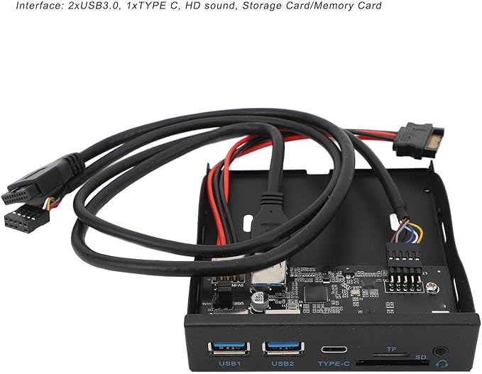 Front Panel USB 3.0 Hub 3.5 Inches USB Hub Front Panel 19PIN to C Port with 2xUSB3.0 1xTYPE C HD Sound SD Card/TF Card Reader for OS X Linux