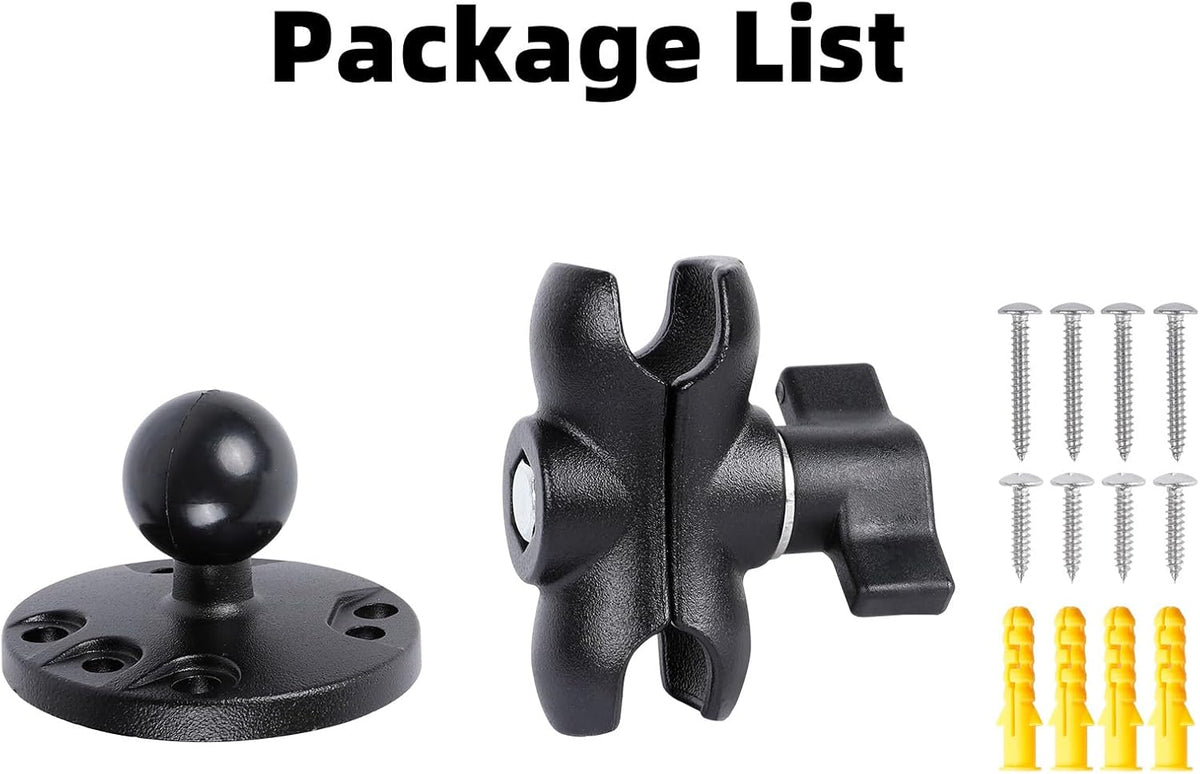 1" Ball Double Socket Arm with AMPS Hole Round Plate Base, Aluminum Alloy Arm&Drill Base, Compatible with RAM Mounts 1 Inch Ball Components, for Bike Car Motorcycle Phone Mount (3.15" Length)