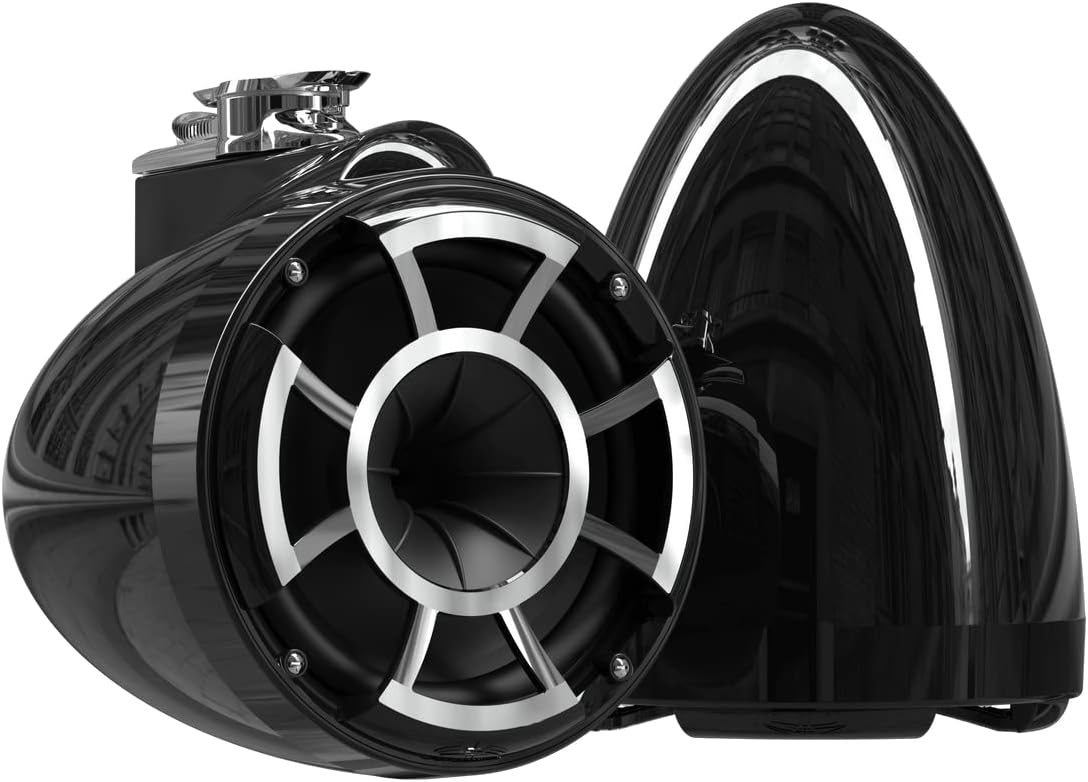 wet sounds Rev 8 Black V2 Revolution Series 8" Black Tower Speakers w/Swivel Clamp Base Mount