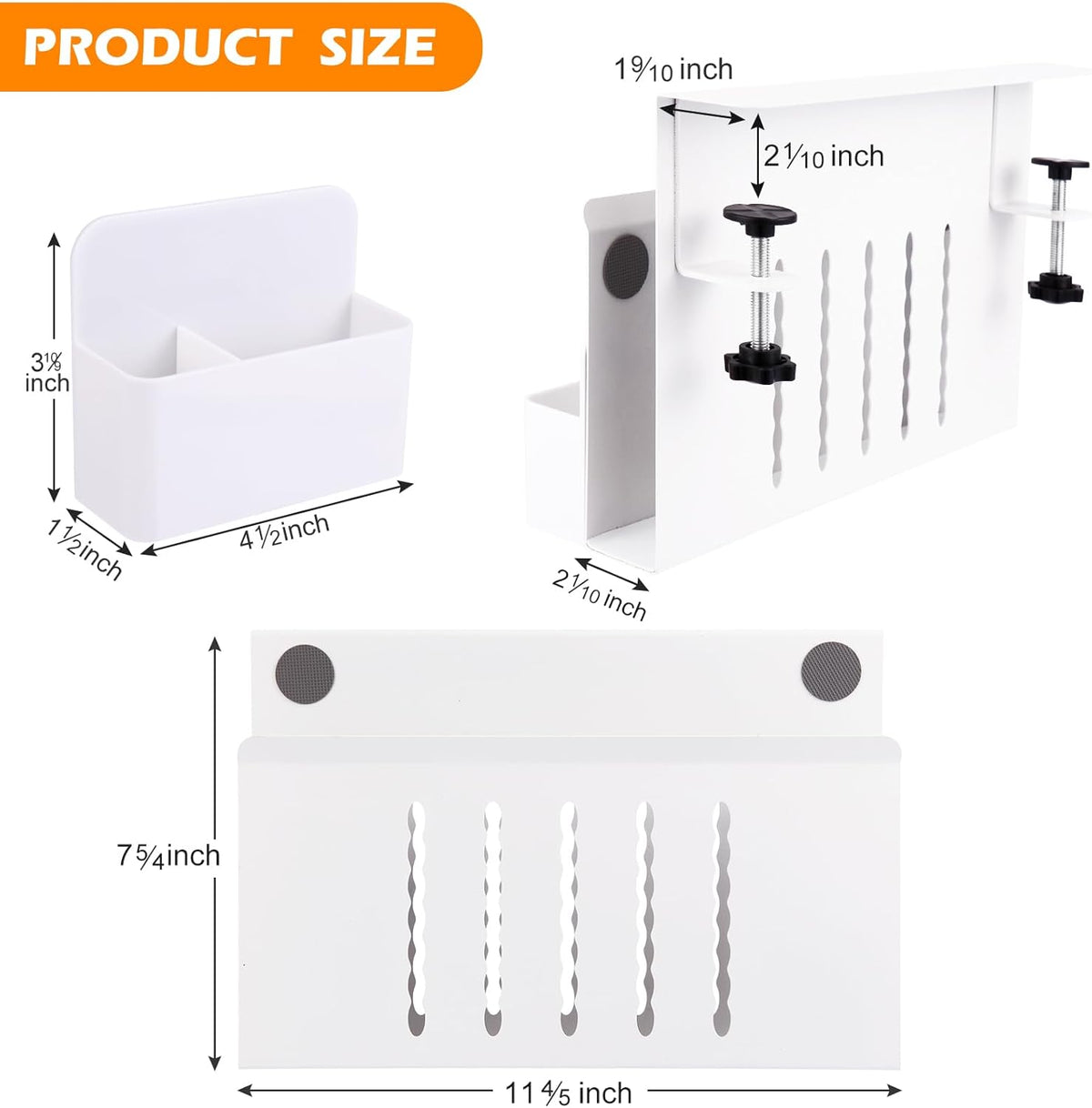 Desk Side Storage, Under Desk Laptop Mount, Table Side Hanging File Organizer, No Drill Clamp On Cable Management Tray