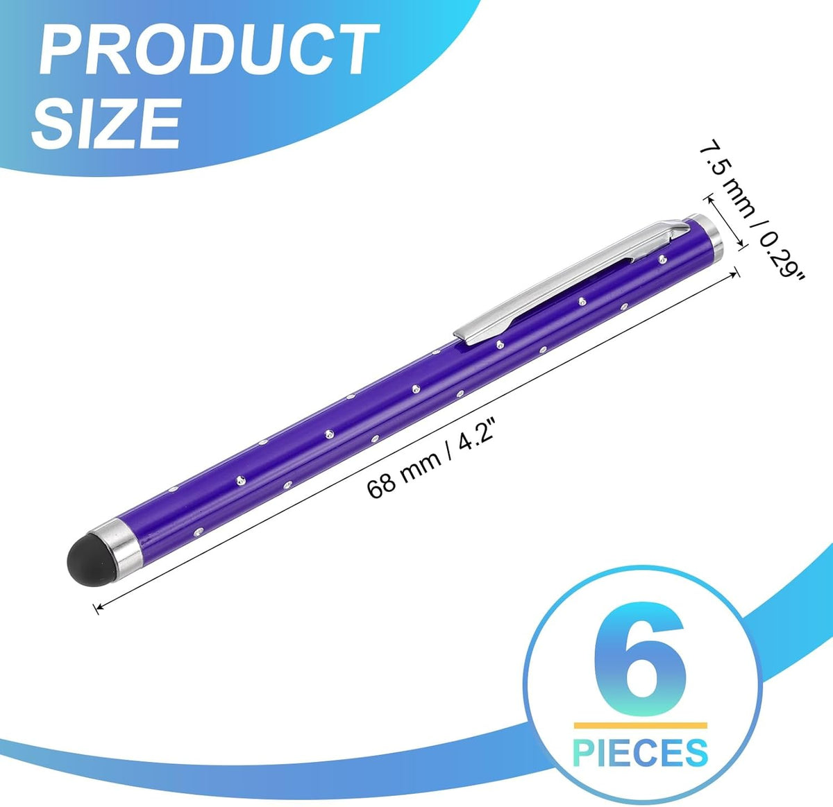 PATIKIL Stylus Pens for Touch Screens, 6 Pcs High Precision Universal Bling Stylus Crystal Metal Capacitive Pen for Touch Screen Devices Phone Tablets Laptop, Purple