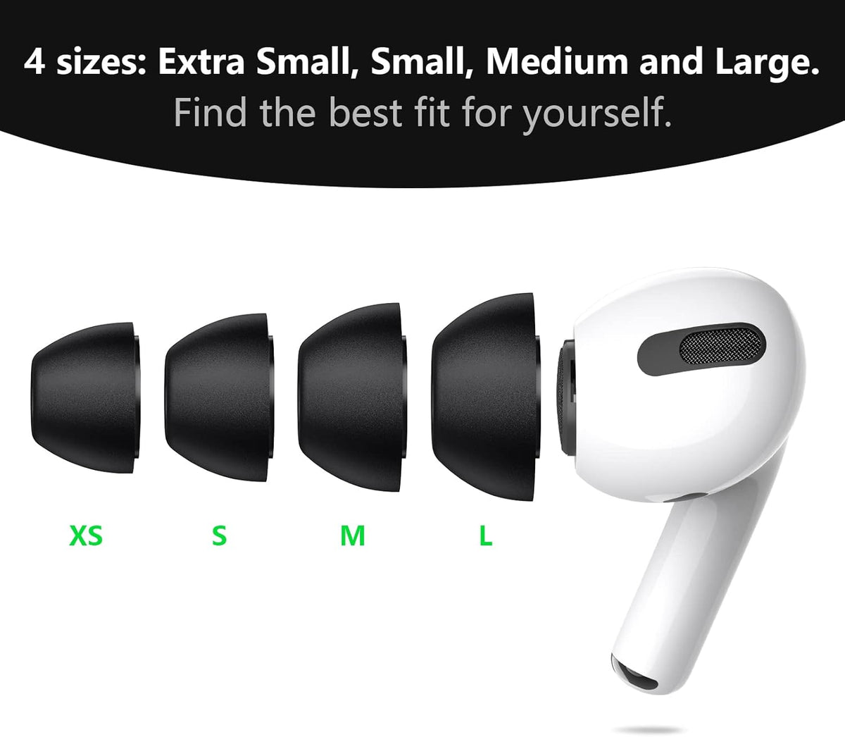 Lanwow Premium Memory Foam Tips for AirPods Pro & AirPods Pro 2nd Generation. No Silicone Eartips Pain. Anti-Slip Eartips. Fit in The Charging Case, Extra Small 3 Pairs (XS, Black)