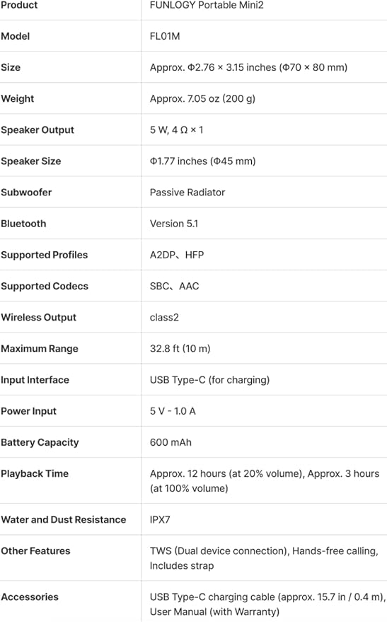 Portable Mini2 Bluetooth Speaker Wireless Portable Speaker with Deep Bass IPX7 Waterproof TWS Stereo Pairing Built-in Mic Small Speaker for Shower Outdoor Travel White