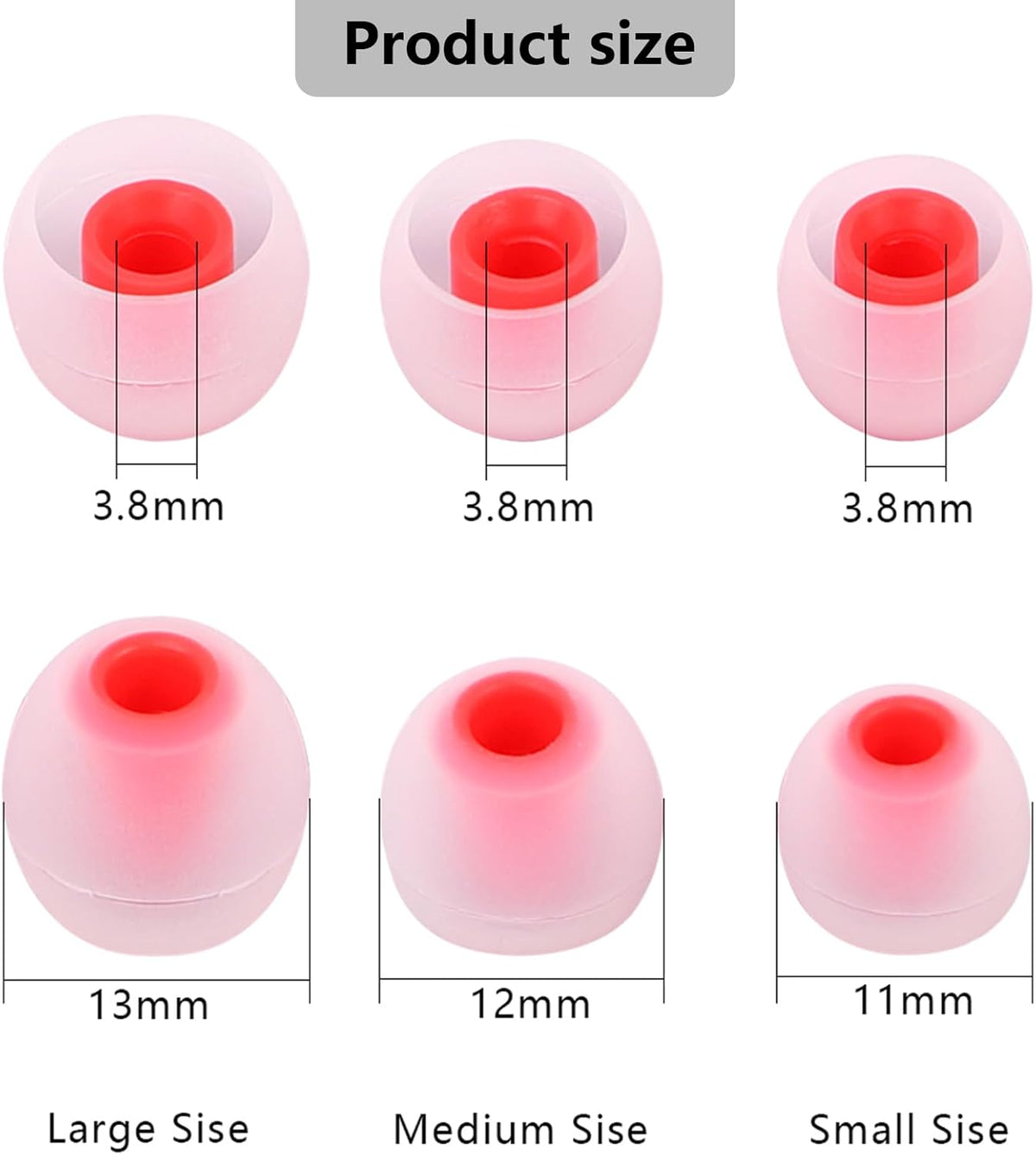 Silicone Replacement Earbud Tips Earbud Covers Ear Tips Fit for in-Ear Headphones (Inner Hole 3.8mm -5.1mm) Earbud Replacement Tips 9 Pairs