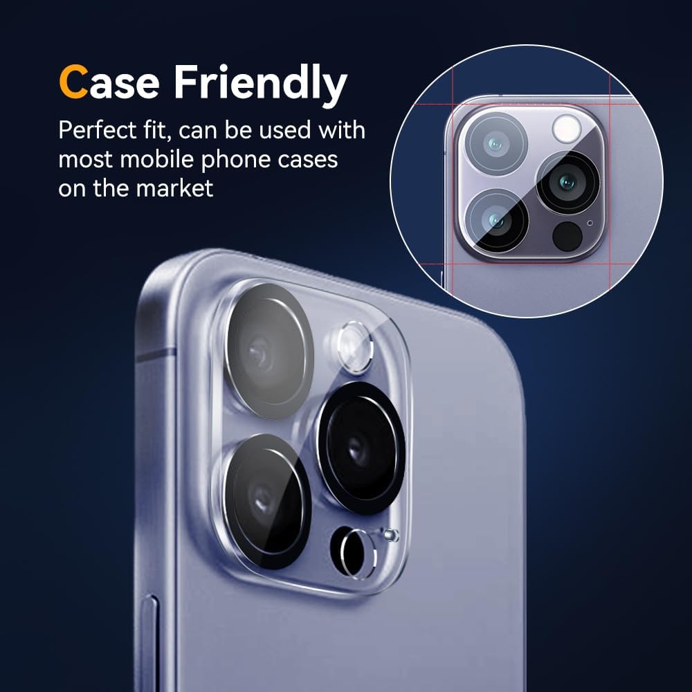 Camera Lens Protector for iPhone 14 Pro 6.1" ＆ iPhone 14 Pro Max 6.7",9H Tempered Glass，Ultra HD, Scratch Resistance Easy to Install，Case Friendly，[Does not Affect Night Shots] 3-Pack