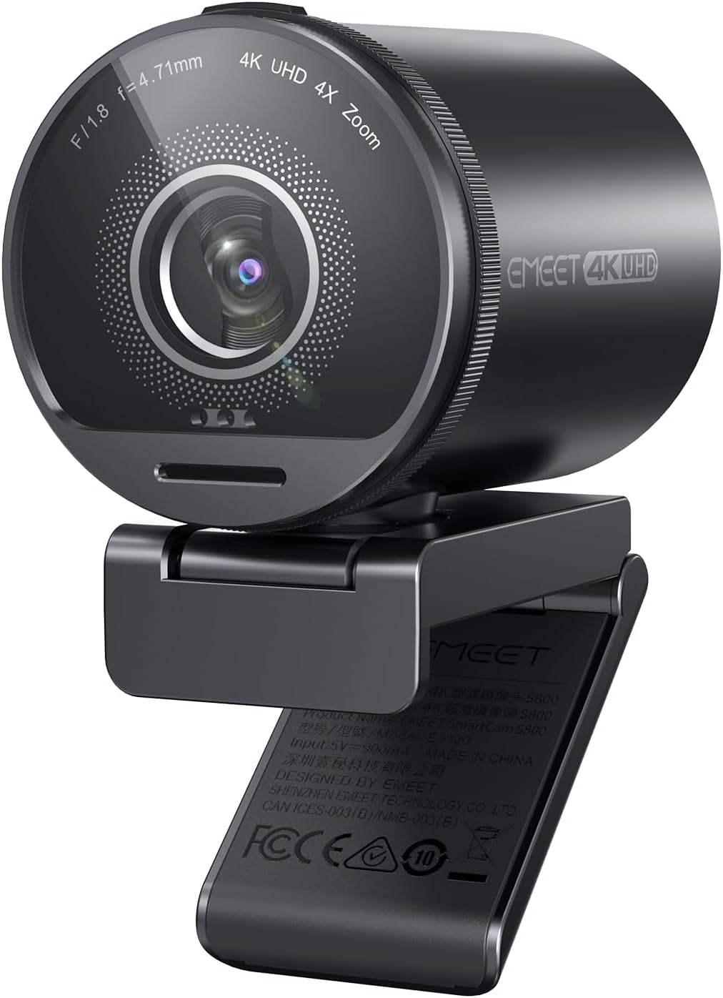 EMEET SmartCam S800-4K Webcam for Streaming, Sony 1/2'' Sensor, Supports HDR, PDAF&TOF Dual-autofocus, 1080P@60fps, 2 Noise-Cancelling Mics, 40°-73° FOV, Perfect for Live Streaming&Online Meetings