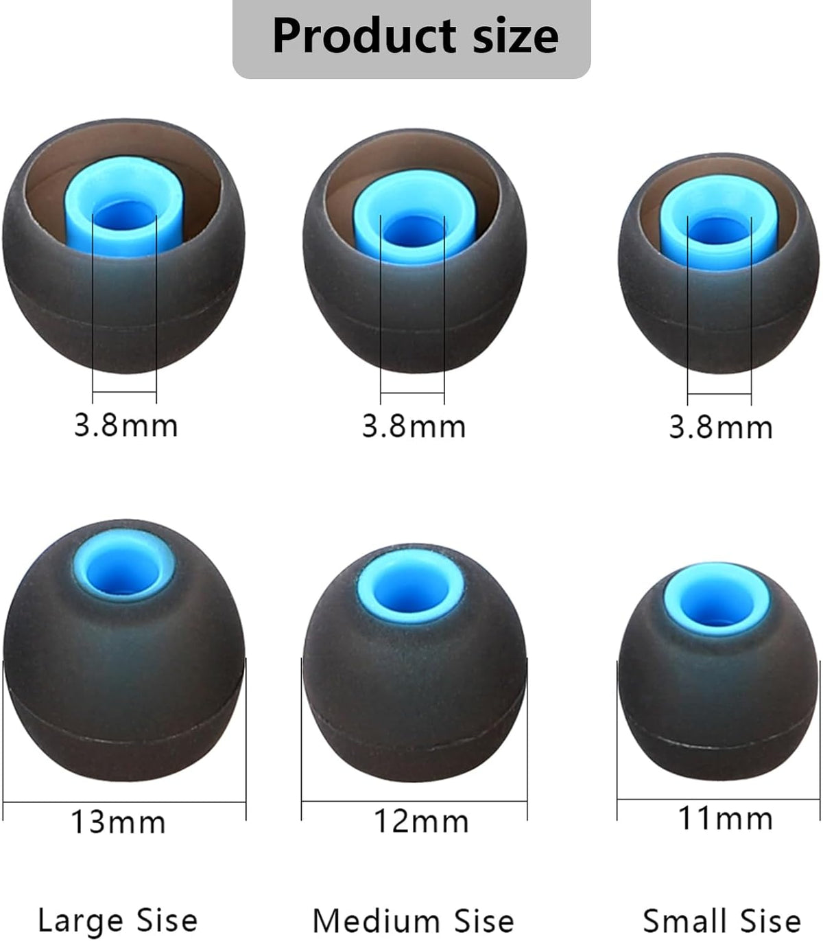 Silicone Replacement Earbud Tips Earbud Covers Fit for in-Ear Headphones (Inner Hole 3.8mm -5.1mm) Earbud Replacement Tips Earbud Rubber Tips 9 Pairs S/M/L