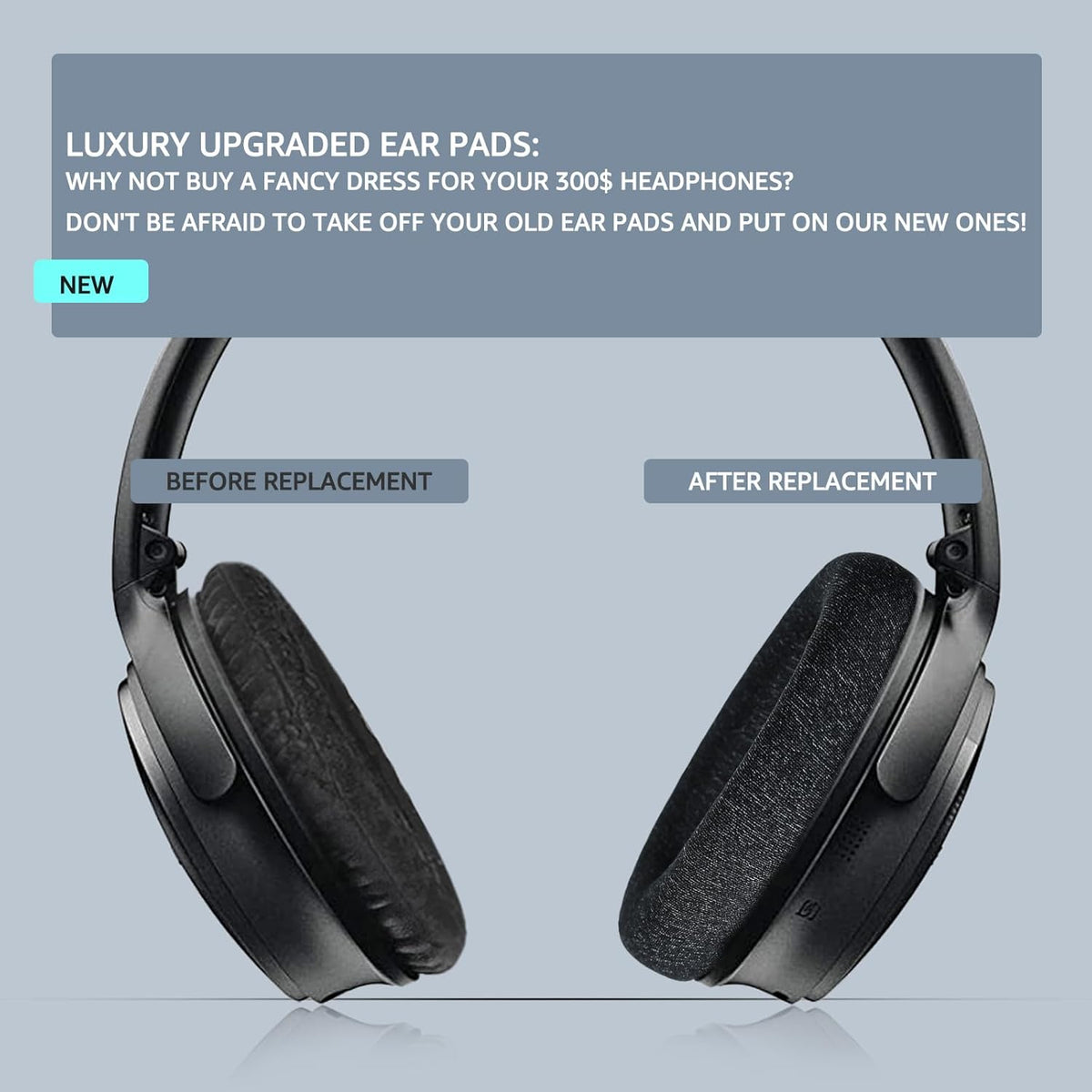 Fabric Comfort - Wzsipod Ear Pads for Bose QuietComfort 35/ QC35ii Headphones, Compatible with QC45 QC25 QC2 QC15 & More Series, Replacement Exclusive Styles, S2