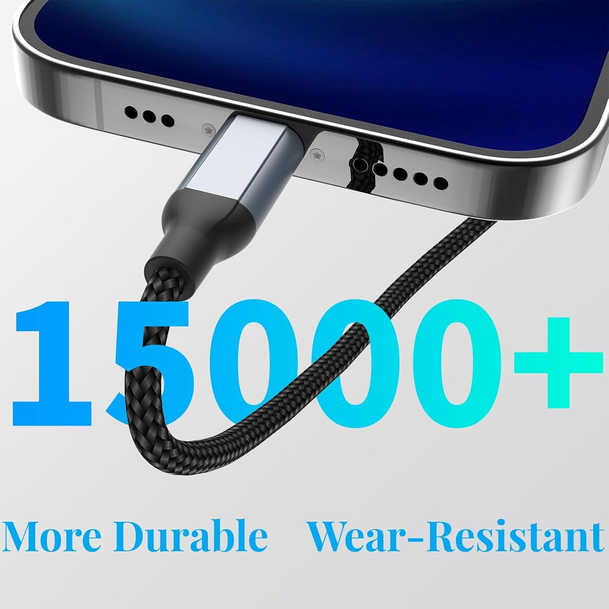 1.5 ft iPhone Charging Cable, 3 Pack [MFi Certified] USB to Lightning Braided Short Cord for Fast Charging Compatible