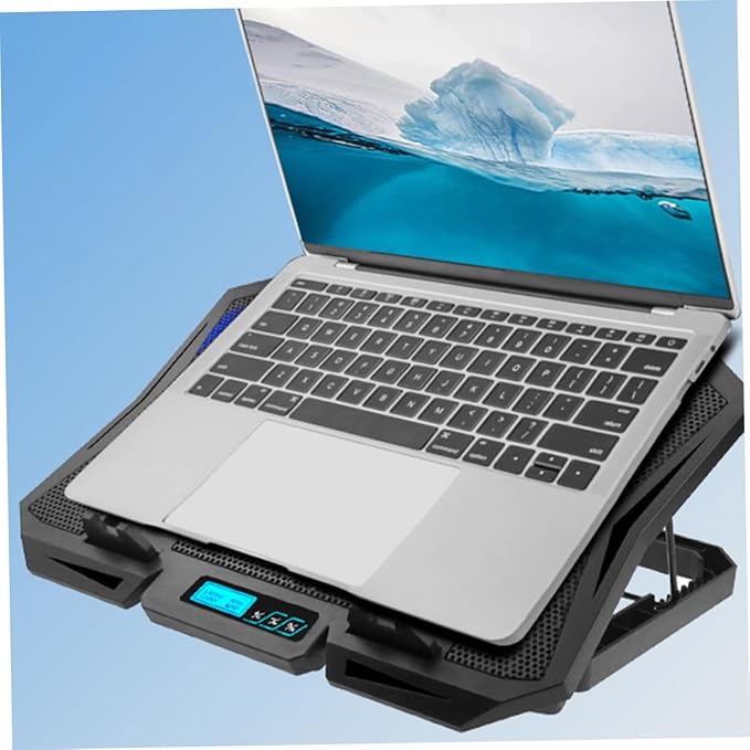 Laptop Stand Cooling Fan Laptop Cooler Holder for Ergonomic Use Office Sturdy Design to Reduce Neck Strain and Comfort