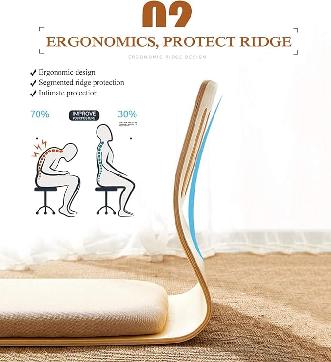 4 Tables Japanese Legless Chair Made from Plywood Seating Living Room Furniture Asian Traditional Tatami Floor Chair for Adults Kids Video-Gaming Reading Watching
