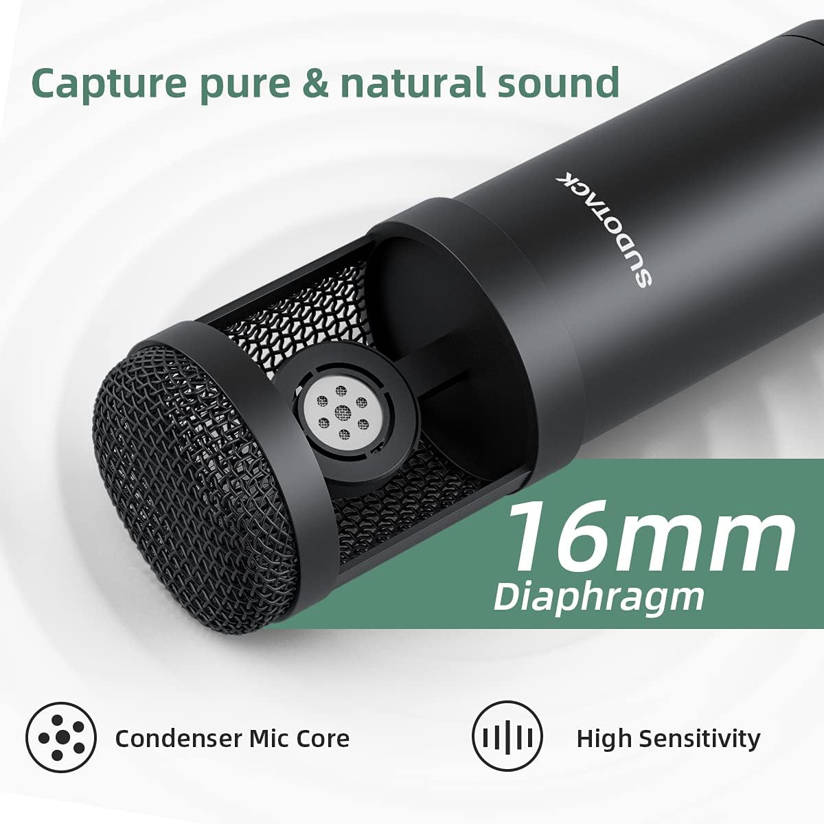 SUDOTACK USB Condenser Podcast Microphone for PC: Studio Microphone Kit with 192KHz/24bit Professional Sound Chipset Cardioid for Recording, Streaming, Gaming, Voice-Over, YouTube, Skype, Twitch
