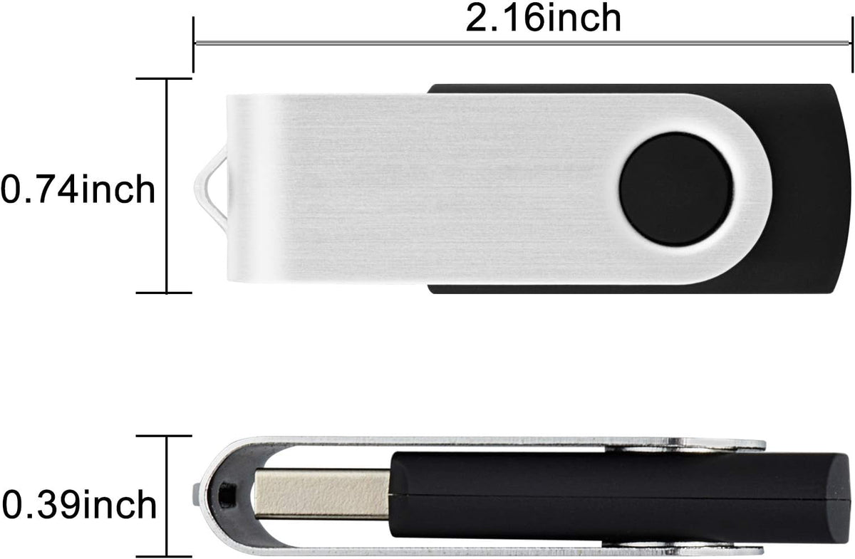 KOOTION 128MB Bulk USB Drives 100 Pack USB 2.0 Flash Drive Thumb Drives Swivel Memory Stick (Black, 100pcs, 128MB)