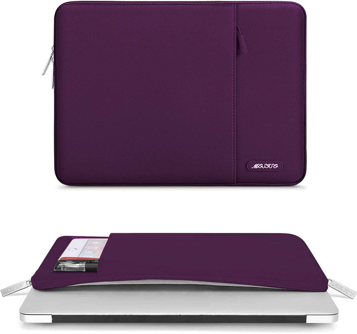 MOSISO Laptop Case 16 inch, 15-15.6 inch Laptop Sleeve Compatible with MacBook Pro 16 M4 M3 M2 M1, HP Acer Dell Lenovo ASUS Notebook, Polyester Vertical Computer Sleeve Bag with Pocket, Magenta Purple