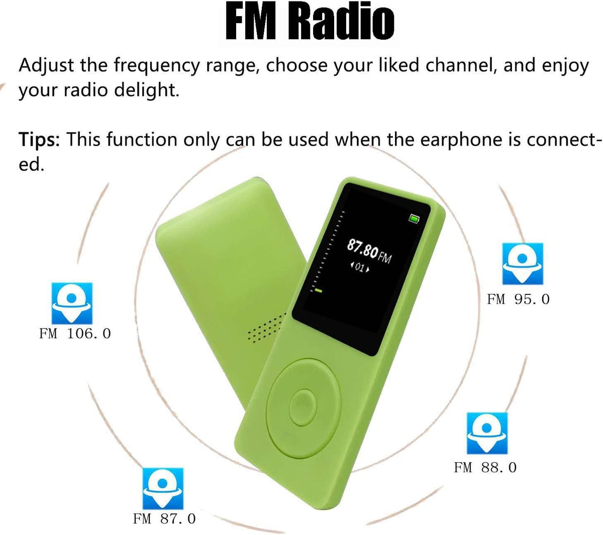 imkavery 64GB MP3 Player with Speaker Earphones Portable Music Player for Kids Support Voice Recording Photo Video