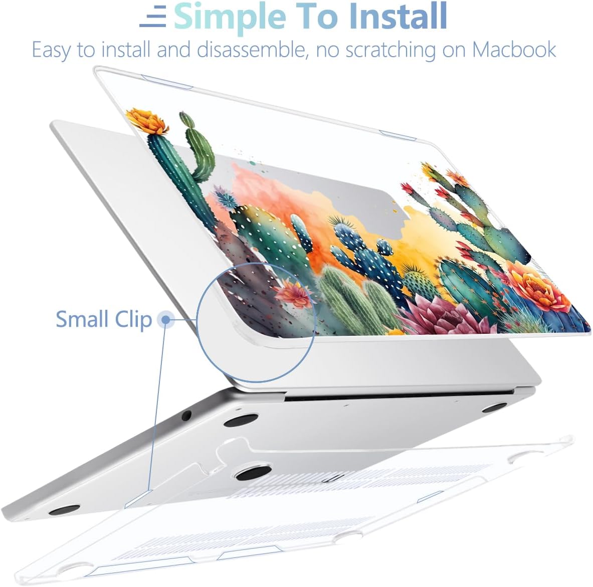 MEEgoodo Case for MacBook Air M4/M3/M2 13.6 inch 2025 2024 2022, Fit Model A3240 A3113 A2681, Compatible with MacBook Air 13 inch, Laptop Hard Shell Case with Keyboard Cover, Tropical Cactus
