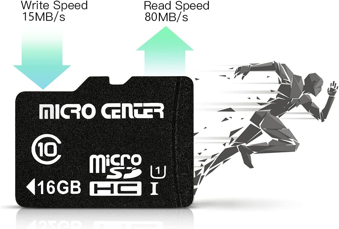 INLAND Micro Center 16GB Class 10 Micro SDHC Flash Memory Card with Adapter for Mobile Device Storage Phone, Tablet, Drone & Full HD Video Recording - 80MB/s UHS-I, C10, U1 (2 Pack)