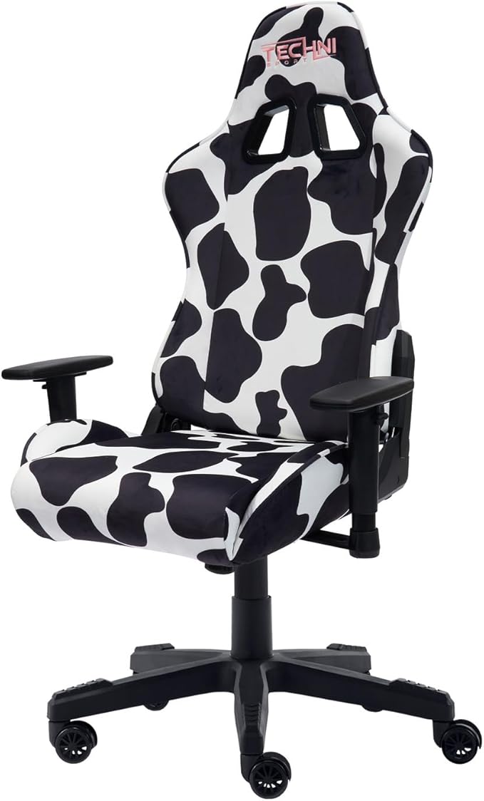 Maykoosh Cow Print Gaming Chair - Reclining Ergonomic Swivel PC Game Chair