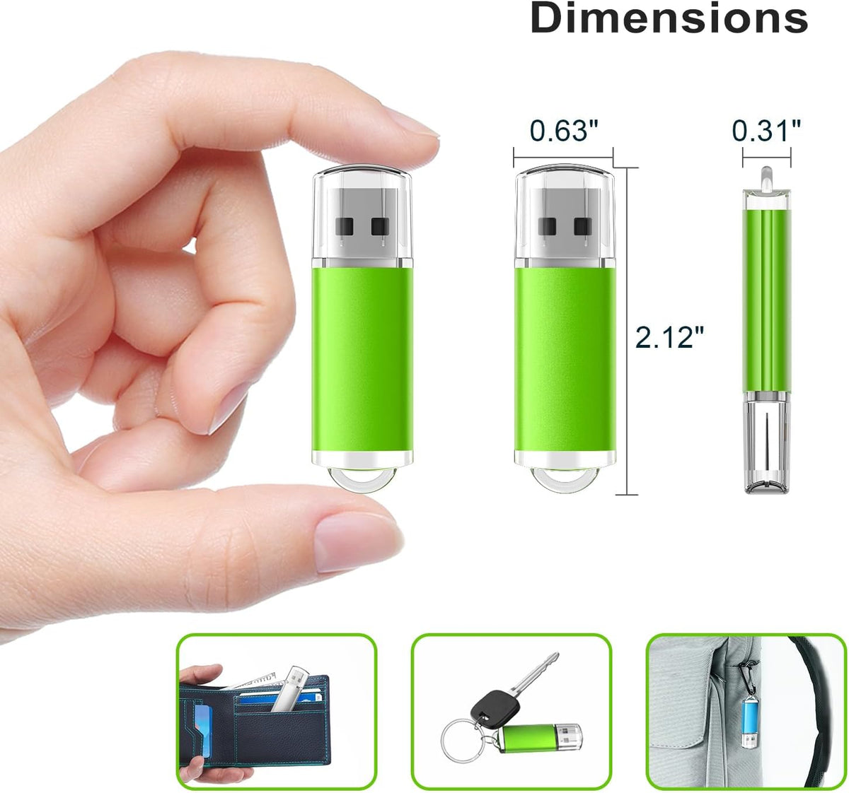 TOPESEL USB Flash Drive 5 Pack 64GB USB 2.0 Flash Drive Memory Stick USB Drive Jump Drive USB Storage Flash Drives Pen Drive Thumb Drives (5 Mixed Colors: Black Blue Green Red Silver)