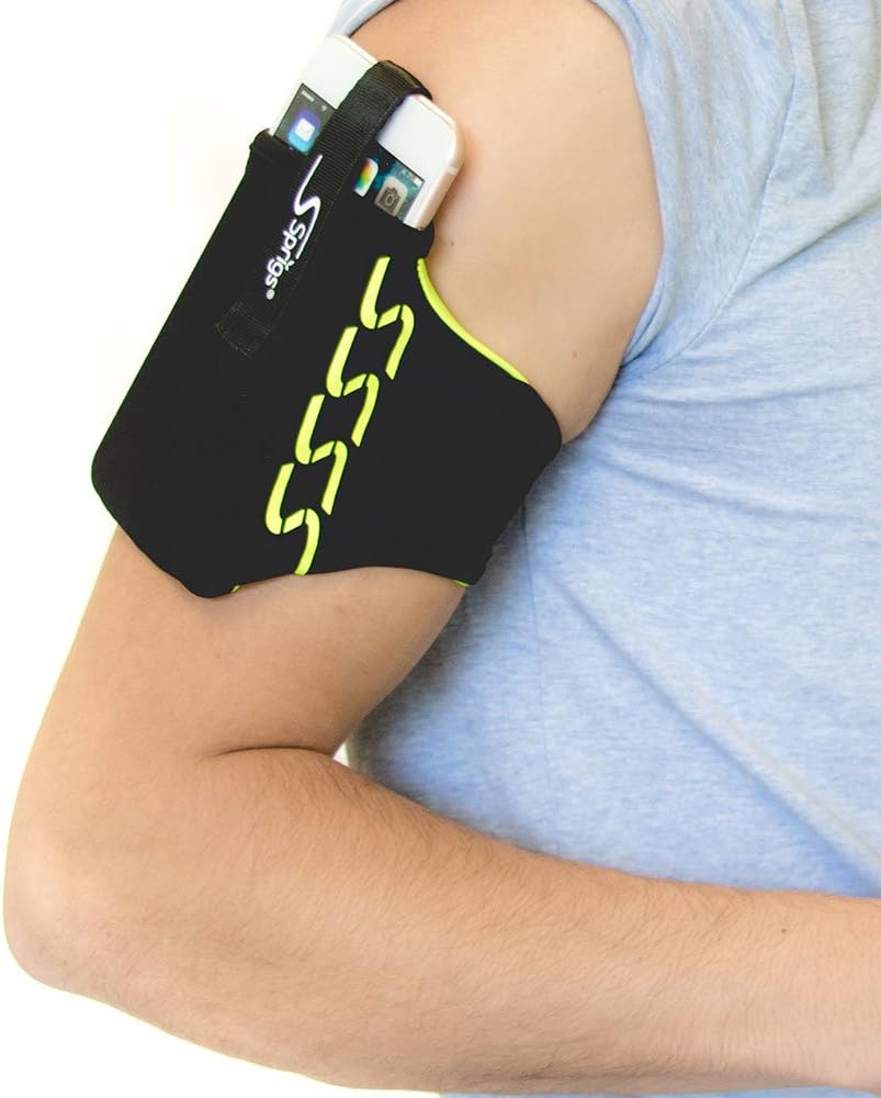 Sprigs Phone Armband Sleeve for iPhone 14, 13, 12, 11, X Galaxy Z, S22, S21, S20 Google Pixel 7, 6, 5. The Lightest & Most Comfortable Running Armband, Stretches to Fit All Phones with Case for Women & Men