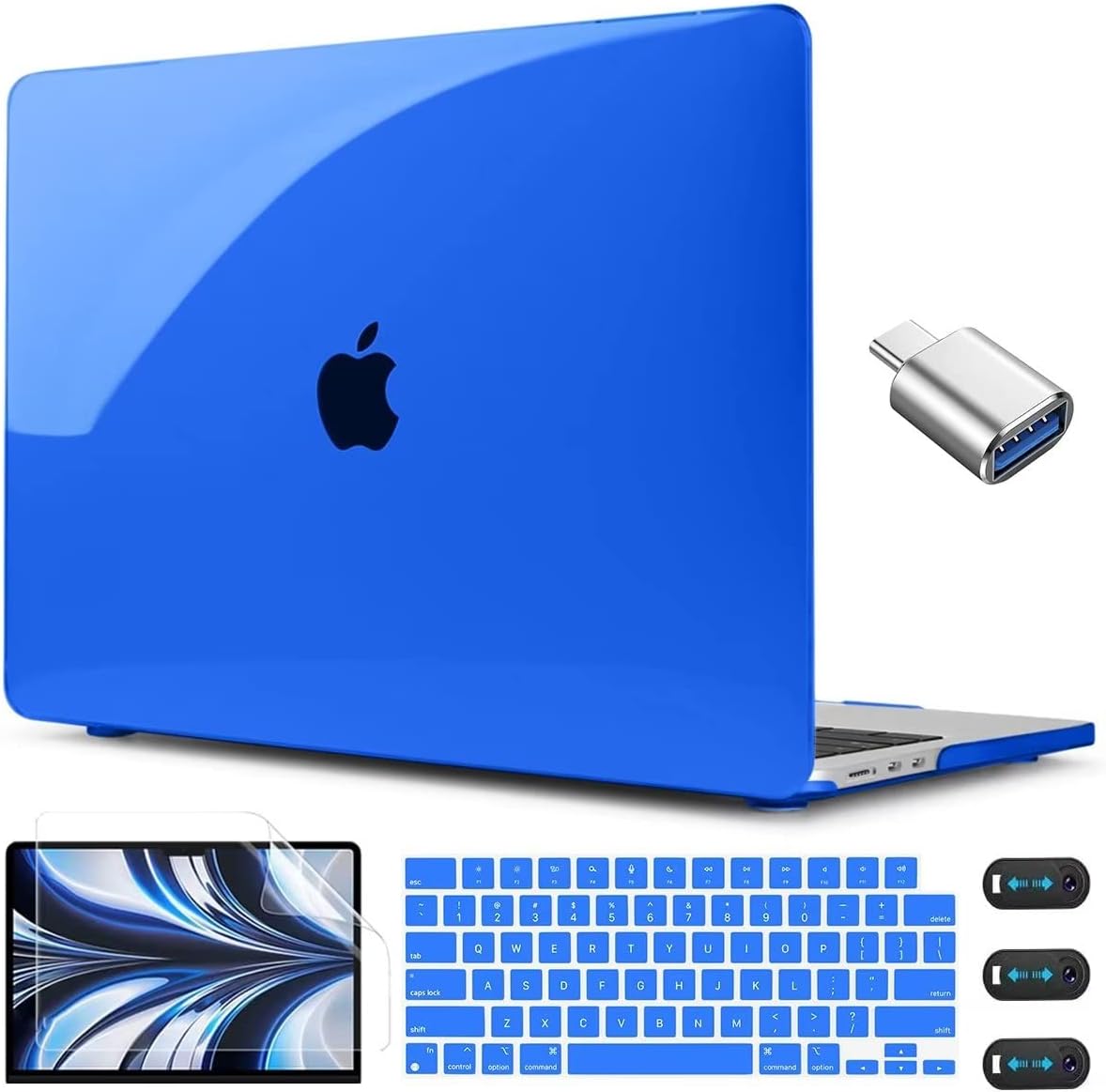 CISSOOK Compatible with MacBook Air 13.6 inch Case Blue 2022 2024 2025 Release Model A2681 A3113 A3240 with Touch ID, Hard Shell Case with Keyboard Cover for MacBook Air 13 M2 M3 M4, Blue