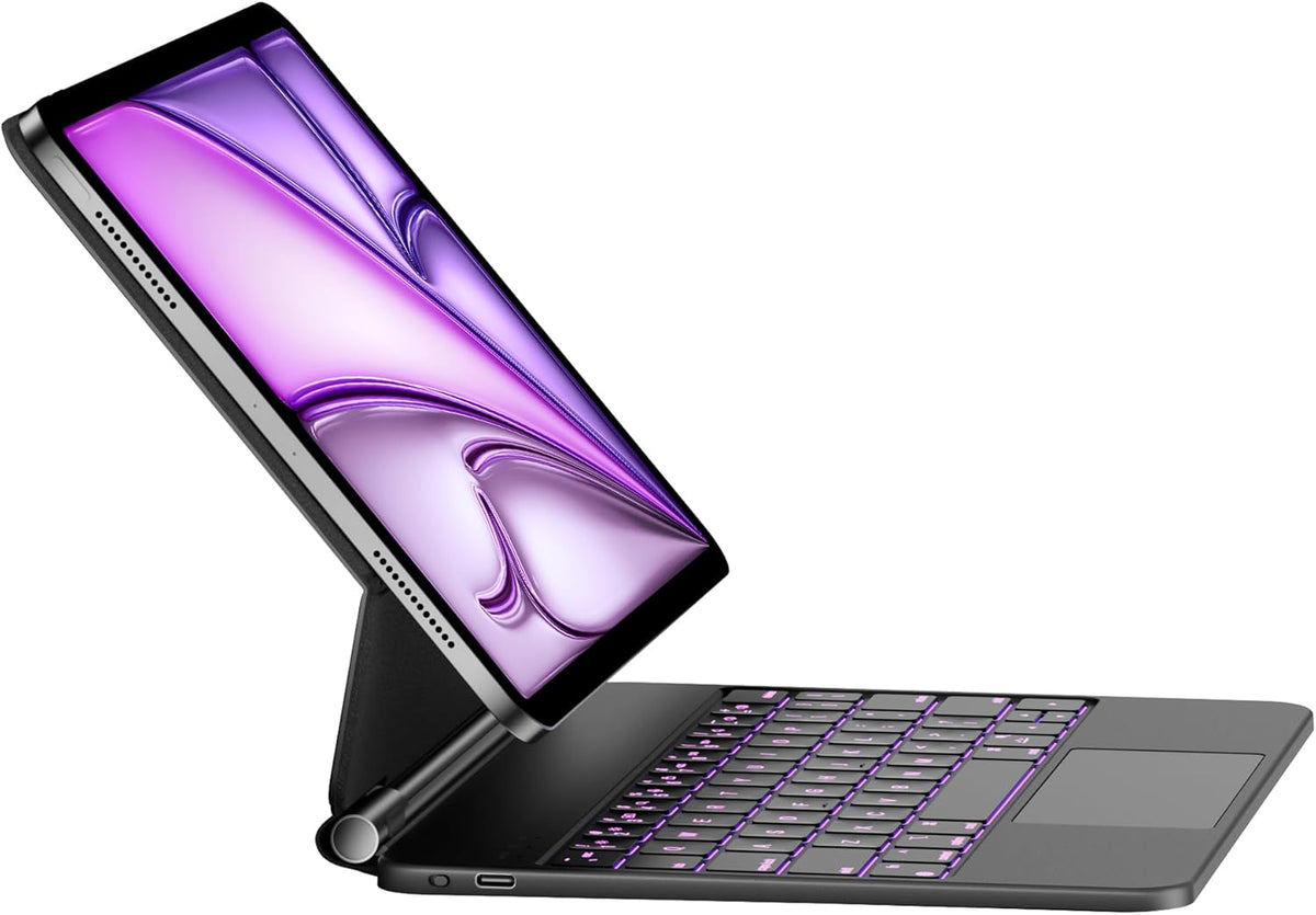 HOU Keyboard Case for iPad Air 11 inch 2025 (M3)/2024 (M2)&iPad Pro 11 Inch(4th/3rd/2nd/1st) Gen 2022,iPad Air 5th&4th Generation Case with Keyboard,Magic-Stand, Multi-Touch Trackpad,Backlight,Black