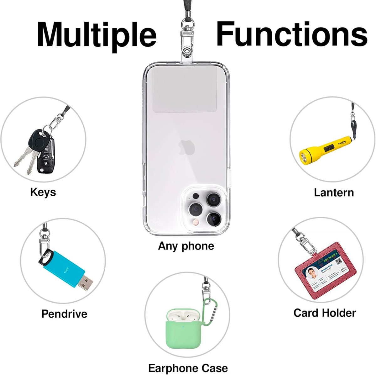 Cell Phone Lanyard [Turquoise] - Comfortable Universal Smartphone Lanyard - Easy to Use Neck Phone Holder [Clear Patch] - Adjustable Length Phone Strap Crossbody - Fits All Mobile Phones