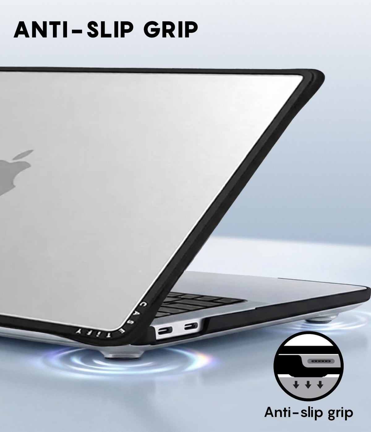 CASETiFY Impact MacBook Air 13.6" (M2-M5) Case [Cushioned Impact Corners/Scratch-Resistant/Anti-Slip Grip] - Eleanor - Clear Black