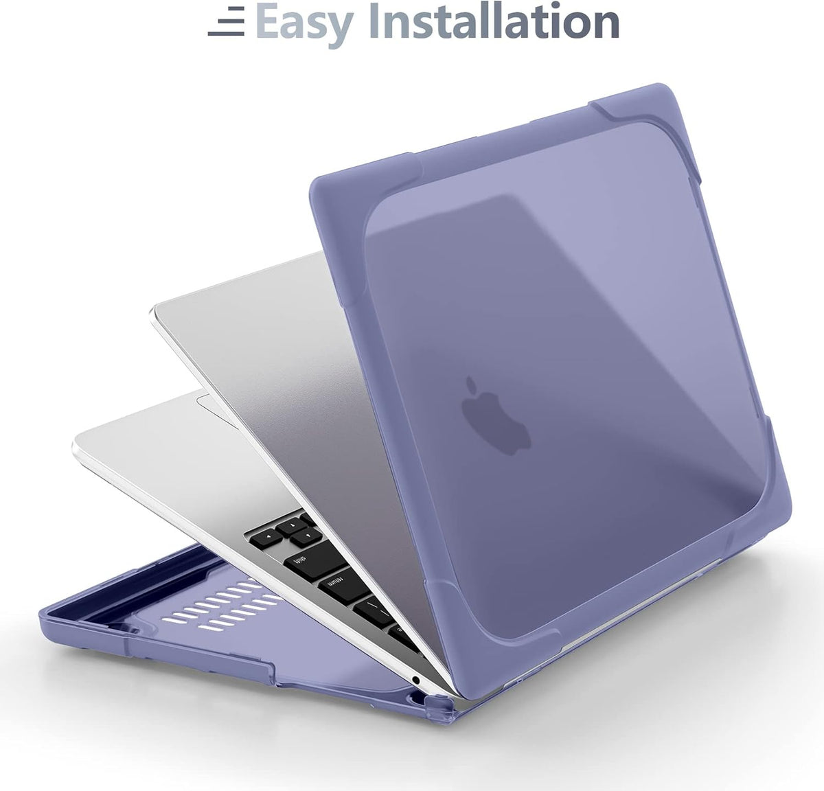 Batianda for M4 MacBook Air 13.6 inch Case 2025 2024 2022 Release Model A3240 A2681 M2 A3113 M3, Heavy Duty Shockproof Protective Hard Shell with Fold Kickstand & Keyboard Cover, Lavender Grey