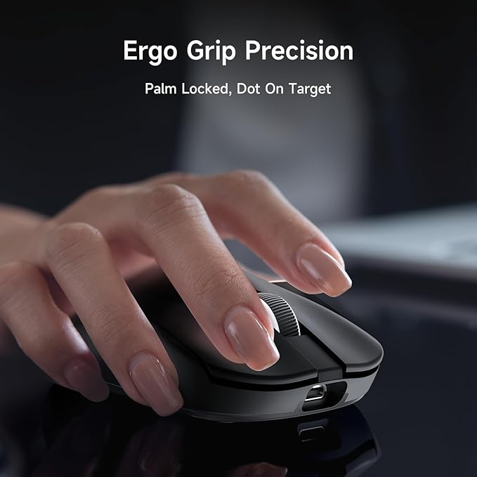MCHOSE L7 Pro Wireless Gaming Mouse Super Light 39g Gaming Mouse Esport with 26K DPI Optical Switch Programmable Buttons Dual 8K Polling and PAW3395 Sensor Tri-Mode Connection PC/Mac - Black