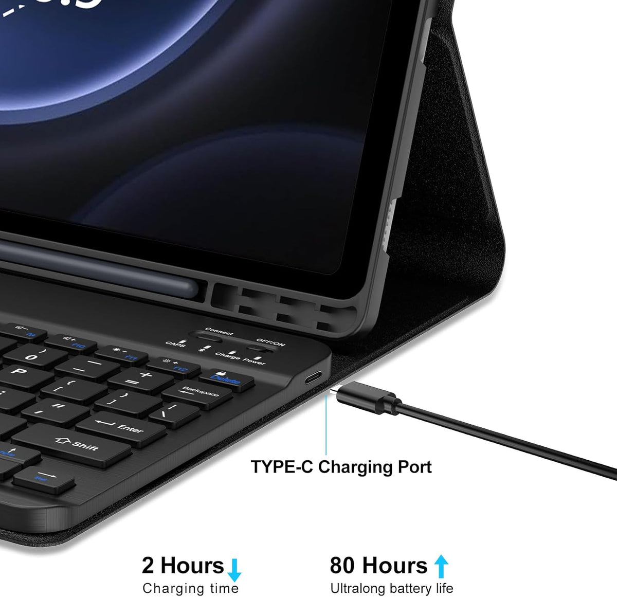 Galaxy Tab S9 FE+/ S9+ /S10+ 12.4 Inch Case with Keyboard, Detachable Bluetooth Keyboard with Pen Holder for Samsung Tab S10+ Plus/S9+ Plus/S9 FE+ Plus/S8+ Plus/S7FE/S7+ Plus 5G 12.4", Navy Blue