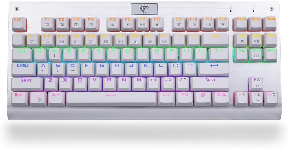Granvela MechanicalEagle Z-77 75% Mechanical Keyboard | Aluminium Panel | Clicky Blue Switches | Rainbow LED Backlit | N-Key Rollover | 87-Key Tenkeyless | Hot Swappable |Spare Switches Included