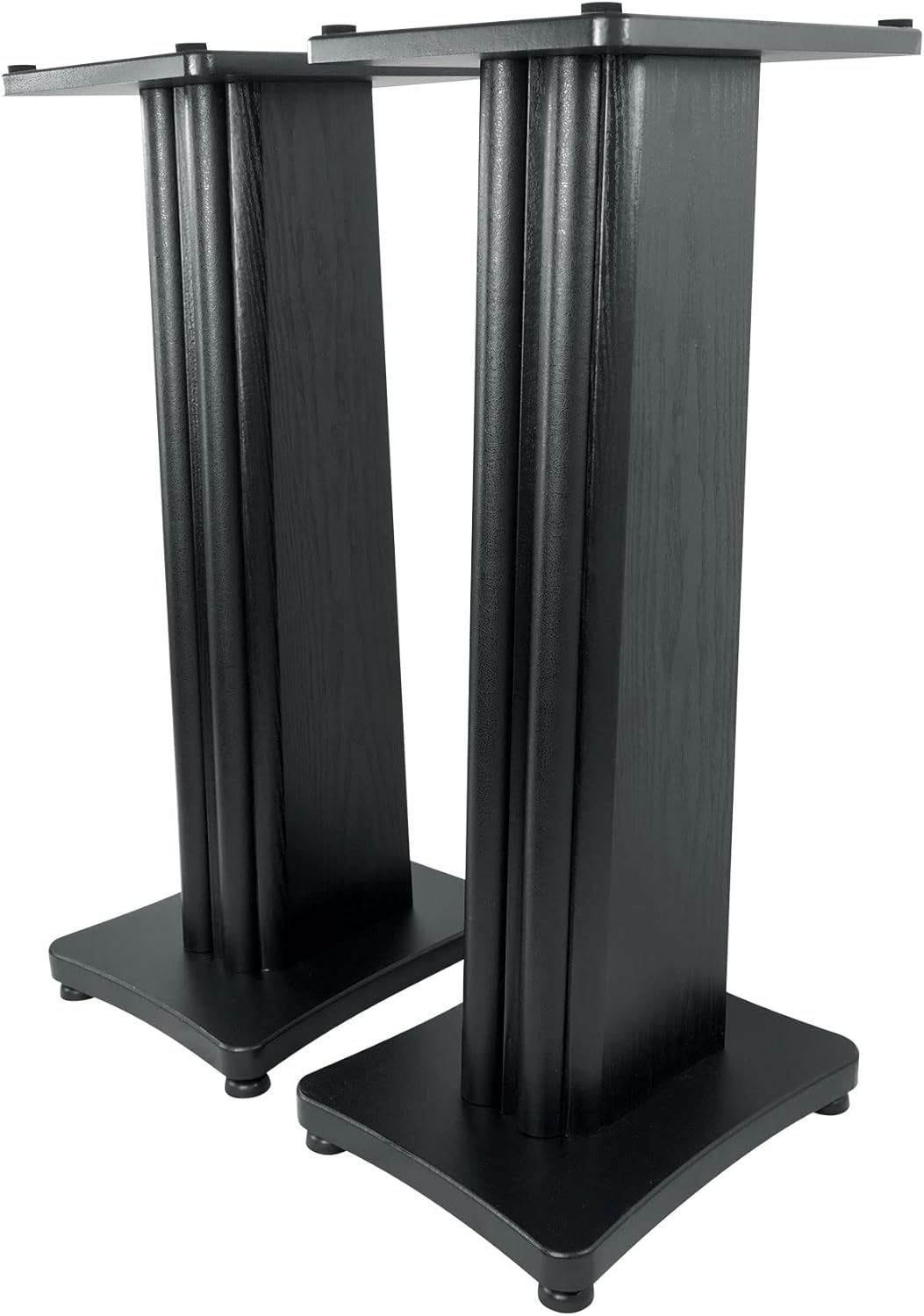Rockville Pair SS28B Premium Black Wood Grain 28" Home Speaker Stands, 100lb Capacity, Solid MDF Wood, Dual Platforms, Spikes and Pads Included, for Home Theater and Studio Audiophiles