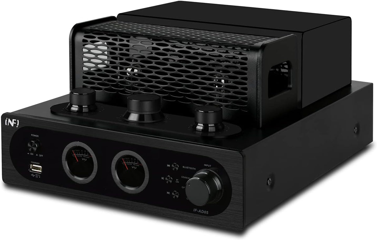 INFI Audio Hybrid Class AB Tube Amplifier 6N3 Power Amp with Bluetooth Home Audio HiFi Stereo Receiver Integrated Amp AUX Bluetooth USB Charger Optical Coaxial Sub-Out