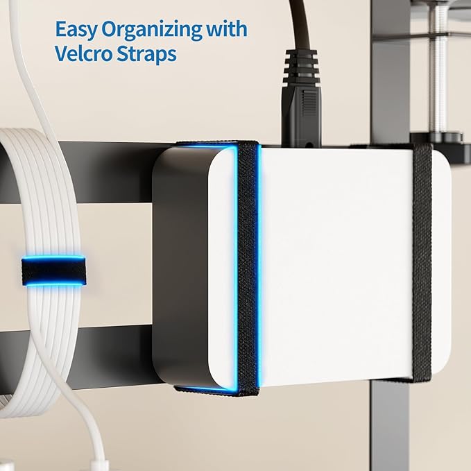 Yecaye Metal Under Desk Cable Management Tray, Clamp-On Desk Shelf