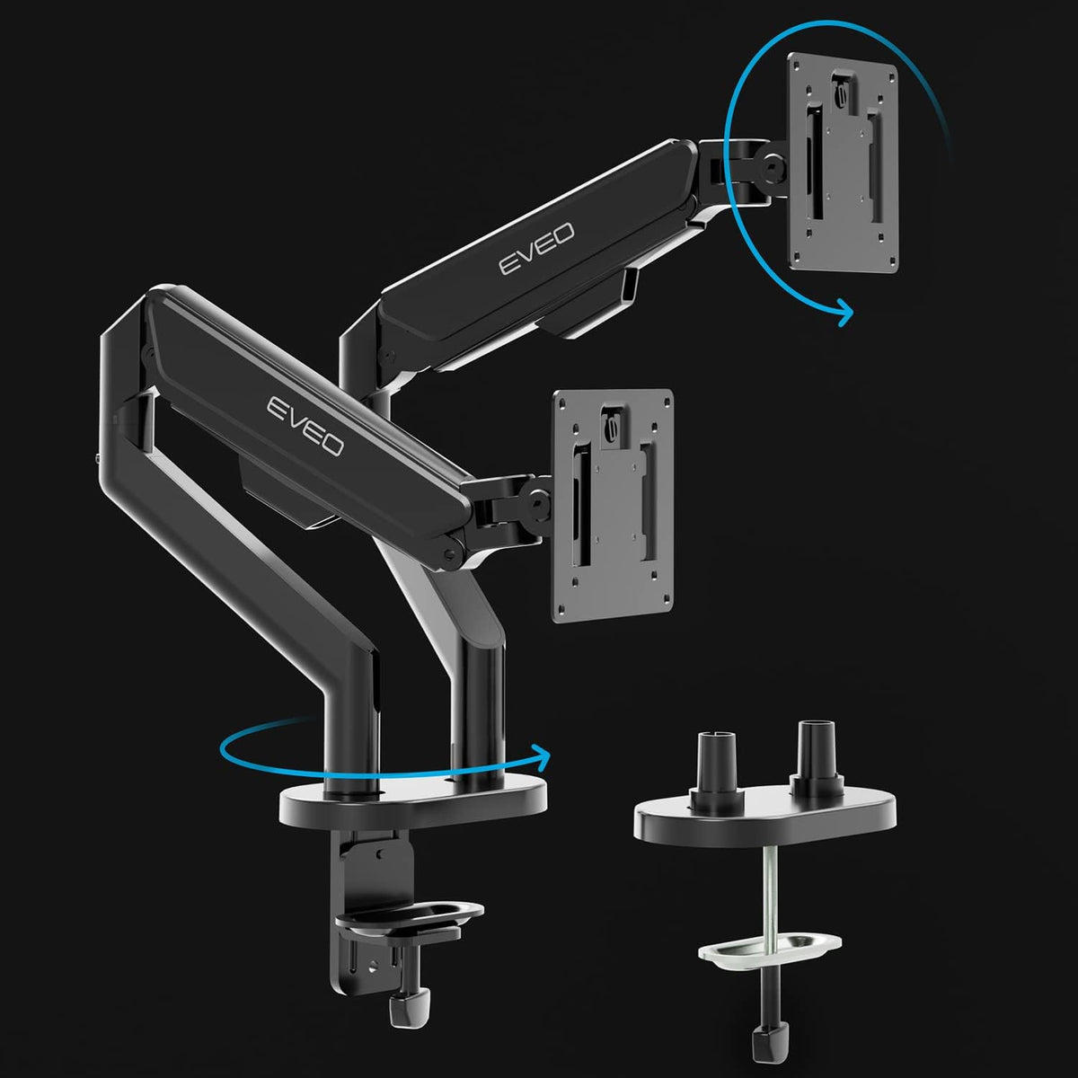 EVEO Premium Dual Monitor Mount 14"-35” Dual Monitor Arm VESA Bracket Adjustable Height Gas Spring Dual Monitor Stand, Screen Full Motion Dual Monitor Arm-Computer Monitor Stand for 2 Screens - Red