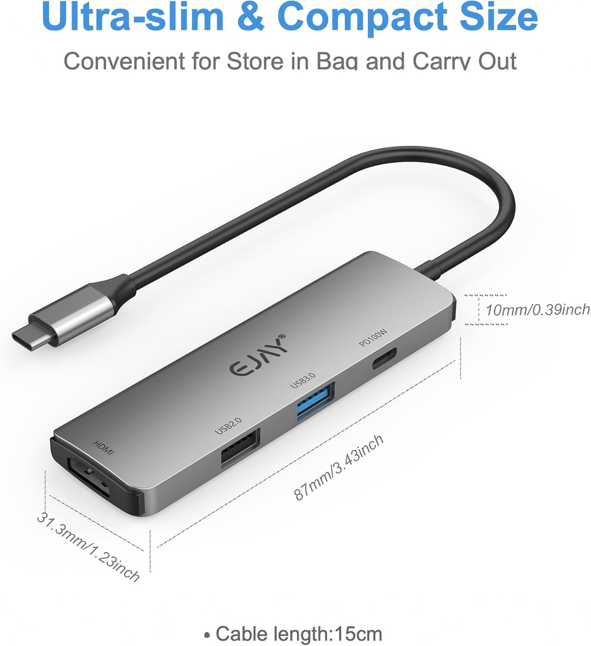 EJAY 4-in-1 100W 4K@30Hz, 3.0 USB C Docking Station with PD Charging, HDMI USB Hub for Switch, MacBook Pro, iPad