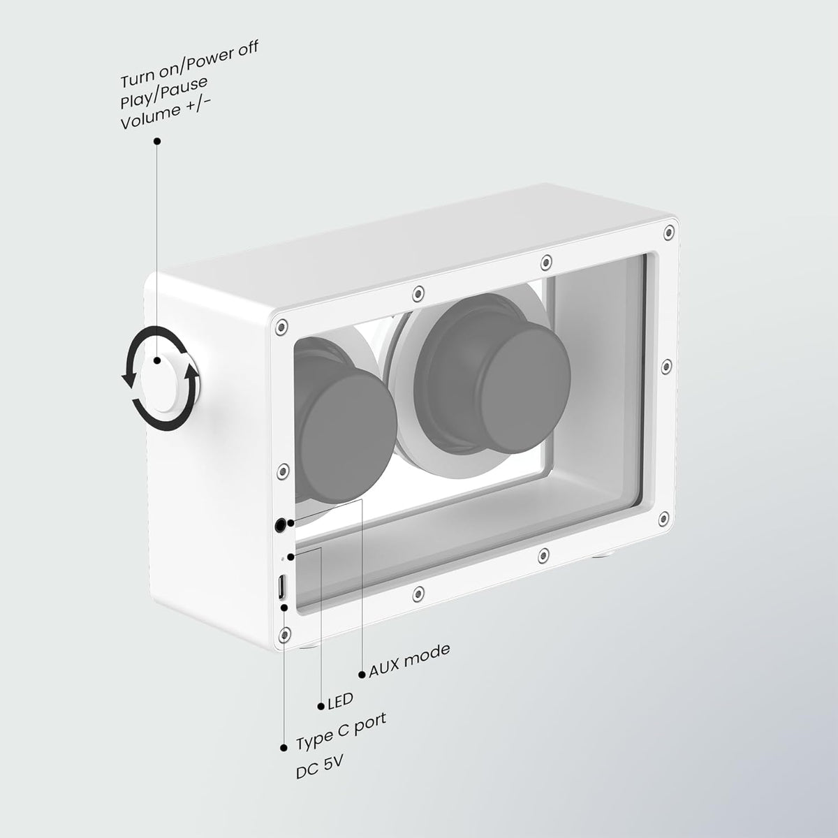 Cassette Portable Bluetooth Speaker, 16W Minimalist Speakers Bluetooth Wireless Loud, HD Powerful Sound and Wide Compatibility V5.3 for Indoor Outdoor - White