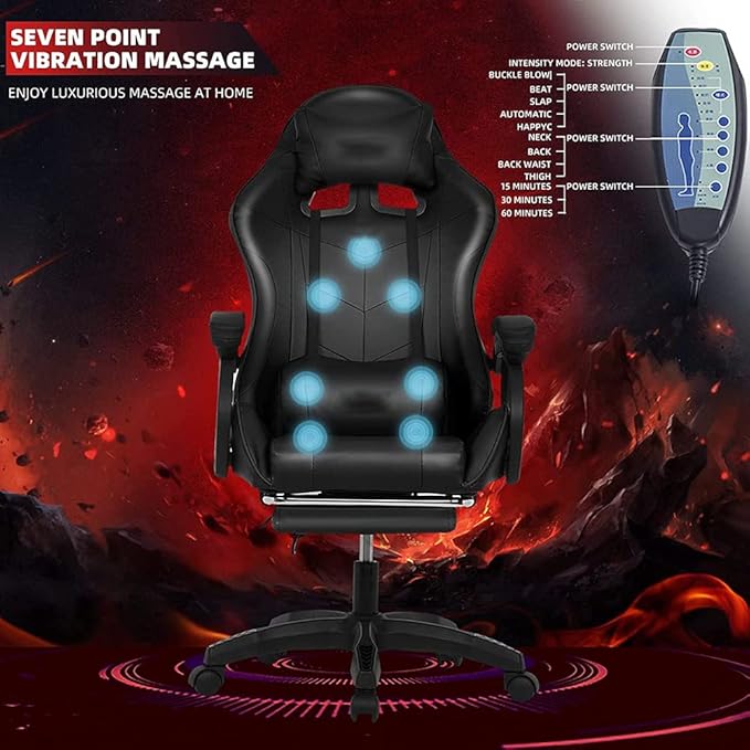 Gaming Chair for Adults &amp Teens High Back Gamer Chair Ergonomic Massage Racing Chair with Lumbar Support and Headrest Computer Desk Chair with Speakers and LED LightsPink