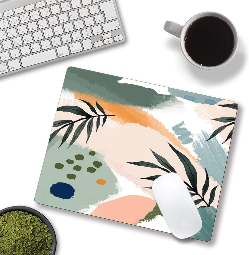 Mouse Pad, Premium-Textured Mouse Mat, Non-Slip Rubber Base Mousepad for Laptop, Computer & PC,9.5×7.9 in,Abstract Morandi Plants